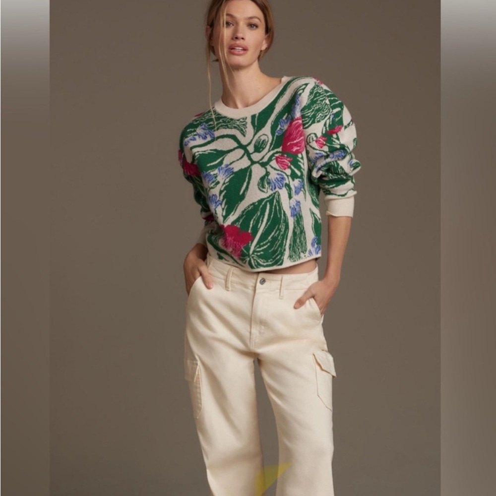 Noritake Maeve for Anthropolgie Cream and Purple Knit Sweater